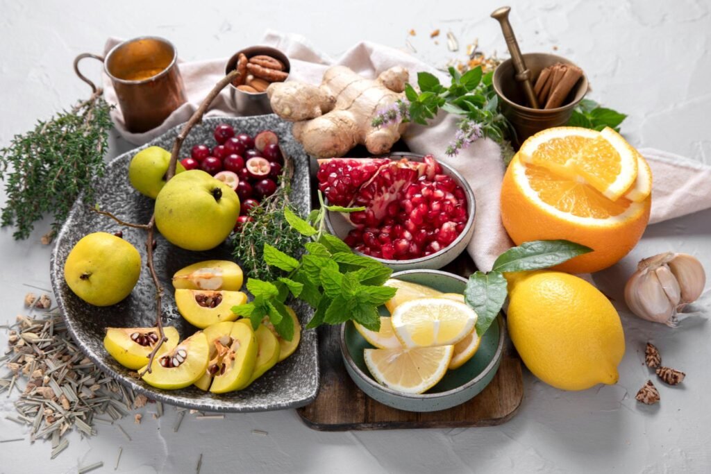Healthy foods that boost immune system naturally including fruits and vegetables